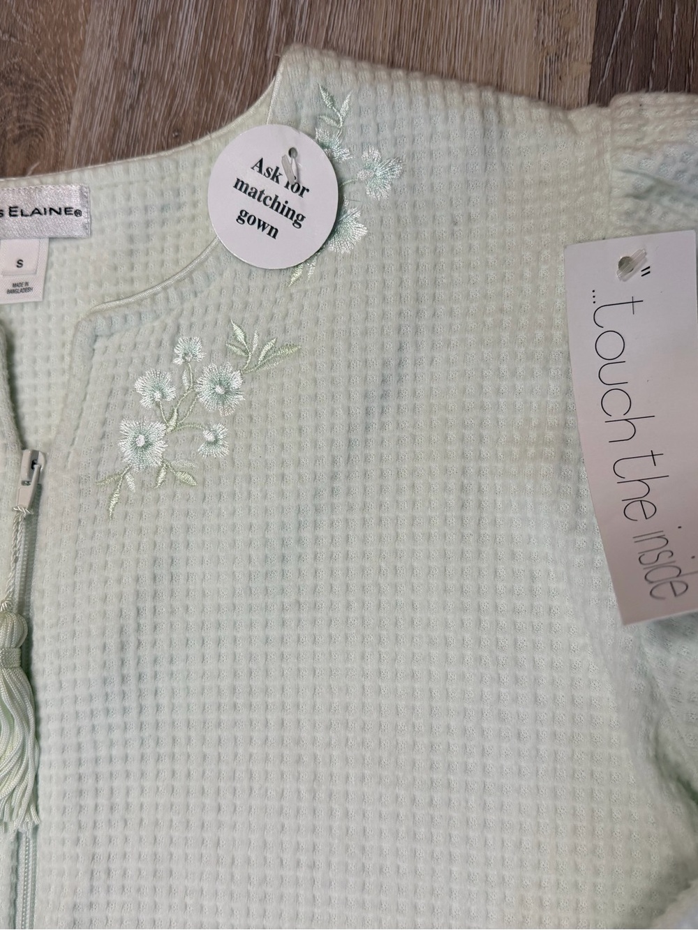 NWT Miss Elaine Sml Women’s Soft Robe Green Waffle Knit Pockets Long Sleeve Cozy - Picture 8 of 11